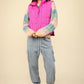 VERY J In Puffer Haven Zip Up Puffer Padded Warm Vest in Fuchsia