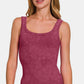 Zenana Chance Of Sun Ribbed Scoop Neck Tank in Burgundy