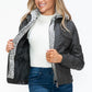 YMI Hooded and Happy Removable Faux Layered Multi-Pocket Jacket with Fuzzy Hood in Charcoal