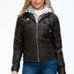 YMI Hooded and Happy Removable Faux Layered Multi-Pocket Jacket with Fuzzy Hood in Chocolate