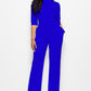 Driven Mock Neck Tie-Waist Half Sleeve Jumpsuit with Pockets