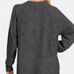 Zenana Mixed Emotions Brushed Melange Hacci High-Low Sweater in Black