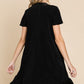 Culture Code Saving You Time Short Sleeve Ruffled Asymmetric Hem Dress in Black