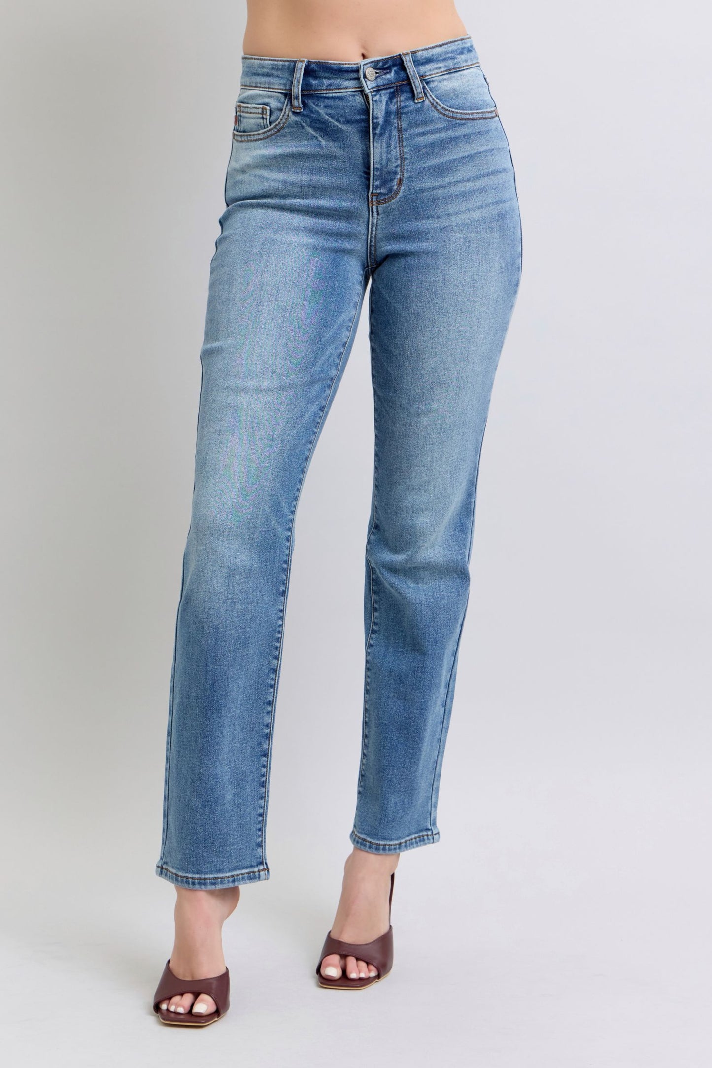 Judy Blue Jackie Vintage Wash Thermal Straight Jeans