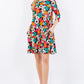 Celeste Summer Glowing Floral Three-Quarter Sleeve Dress with Pockets