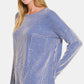 Zenana Lined Up Ribbed Striped Long Sleeve T-Shirt in Bright Blue