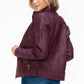 YMI Fuzzy Feels Faux Layered Double-Zipper Jacket with Fuzzy Hood in Wine