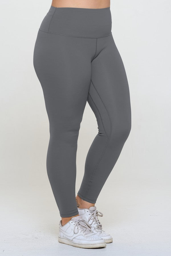 Yelete Conquer The Cold Fleece Lined High Waisted Leggings in Gray