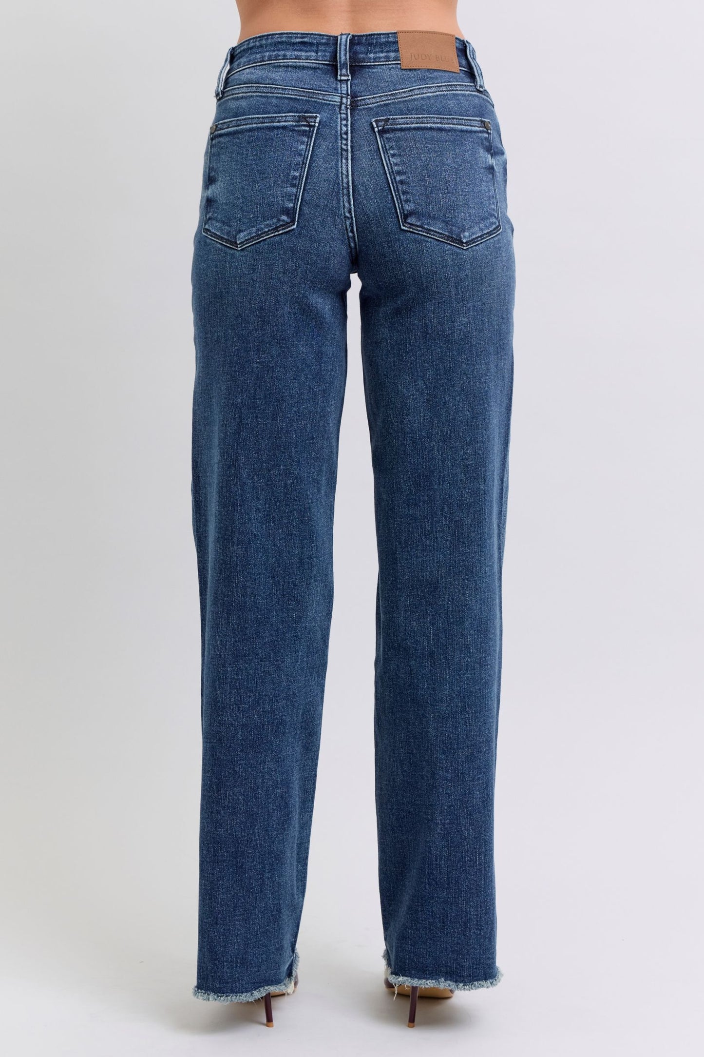 Judy Blue Nina Raw Hem Mid Rise Jeans