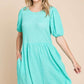 Culture Code Minty Skies Textured Puff Sleeve Dress