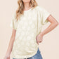 BOMBOM Lasting Love Textured Floral Pattern Short Sleeve T-Shirt in Cream