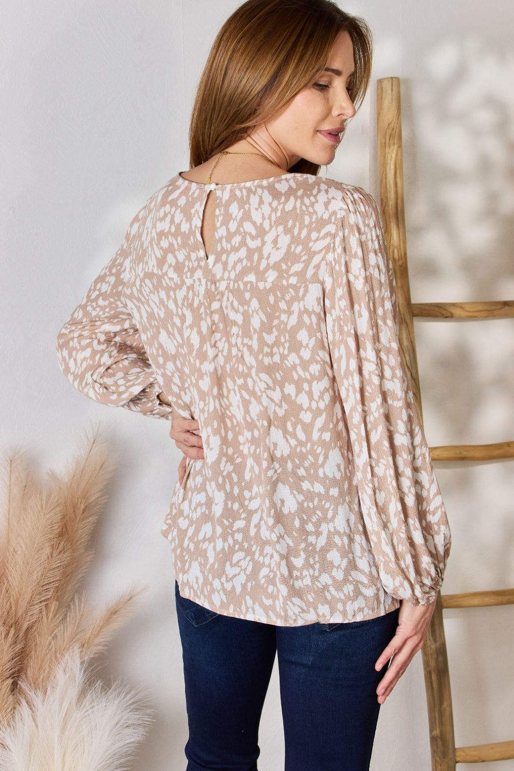 Hailey & Co Dashing & Daring Embroidered Printed Balloon Sleeve Blouse