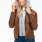 YMI Hooded and Happy Removable Faux Layered Multi-Pocket Jacket with Fuzzy Hood in Rust