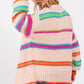 SAGE + FIG Color Me Happy Rainbow Striped Open Front Knit Cardigan