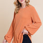 BOMBOM Chasing Dreams Long Sleeve Curved Hem Ribbed T-Shirt in Pumpkin