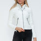 Snobbish Embrace The Day Faux Leather Zip Up Drawstring Hooded Jacket in White