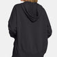 Zenana You Have My Heart Half Snap Long Sleeve Hoodie Top with Kangaroo Pocket in Black