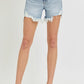 RISEN Olivia High Rise Side Step Hem Denim Shorts in Light