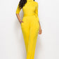 Driven Mock Neck Tie-Waist Half Sleeve Jumpsuit with Pockets