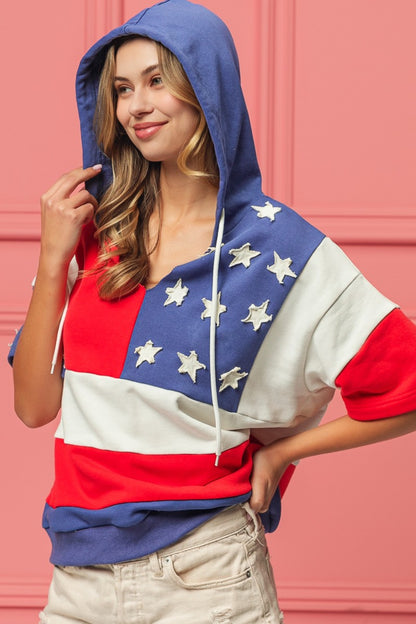 BiBi Let Freedom Ring American Flag Hoodie Top