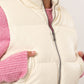 HYFVE Puff It Up Pocketed Solid Vest Coat in Cream