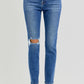 RISEN Ruthie High Rise Ankle Skinny Knee Distressed Jeans