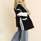 Davi & Dani Just Breathe Fuzzy Trim Open Front Loose Fit Cardigan