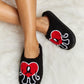 Melody Love Heart Print Plush Slippers