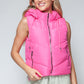 Snobbish A Quilted Beauty Zip Up Quilted Hooded Vest in Pink