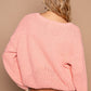 POL Capture The Heart Crochet Flower Dropped Shoulder Sweater in Burnt Coral