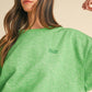 Mable Vintage in Malibu Letter Embroidery Crop Sweatshirt in Apple Green