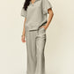 Double Take All About That Glow Texture Half Zip Short Sleeve Top and Pants Set
