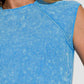 Zenana Back At It Again Ribbed Round Neck Cropped Top in Sky Blue