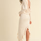 Mable My Heart Is All Yours Backless Asymmetric Ruffle Hem Dress in Cream