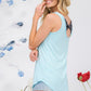 Celeste Super Fly Back Contrast Bow Tie Tank in Aqua