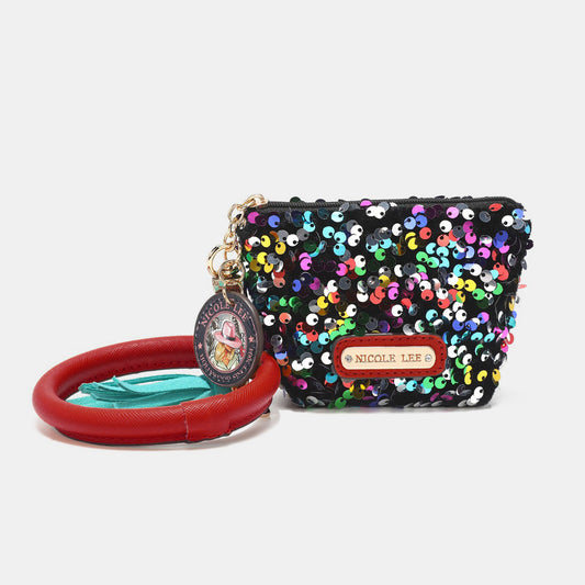 Nicole Lee USA Pocket Full Of Sunshine Sequin Pouch Wristlet Keychain