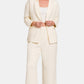 Zenana Quilted Comfort Button Up Long Sleeve Top and Pants Lounge Set in Cream