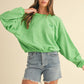 Mable Vintage in Malibu Letter Embroidery Crop Sweatshirt in Apple Green