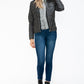 YMI Hooded and Happy Removable Faux Layered Multi-Pocket Jacket with Fuzzy Hood in Charcoal