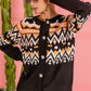 BiBi Cozy Canvas Ethnic Pattern Button Up Knit Cardigan