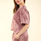 VERY J Comforted Soul Quilted Washed Crop Top and Shorts Set in Mauve