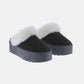 Weeboo Stepping In Cozy Thick Bottom Fur Trim Snow Slippers in Black