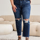 RFM Dylan Tummy Control Distressed High Waist Raw Hem Crop Jeans