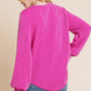 BOMBOM Chasing Dreams Long Sleeve Curved Hem Ribbed T-Shirt in Fuchsia