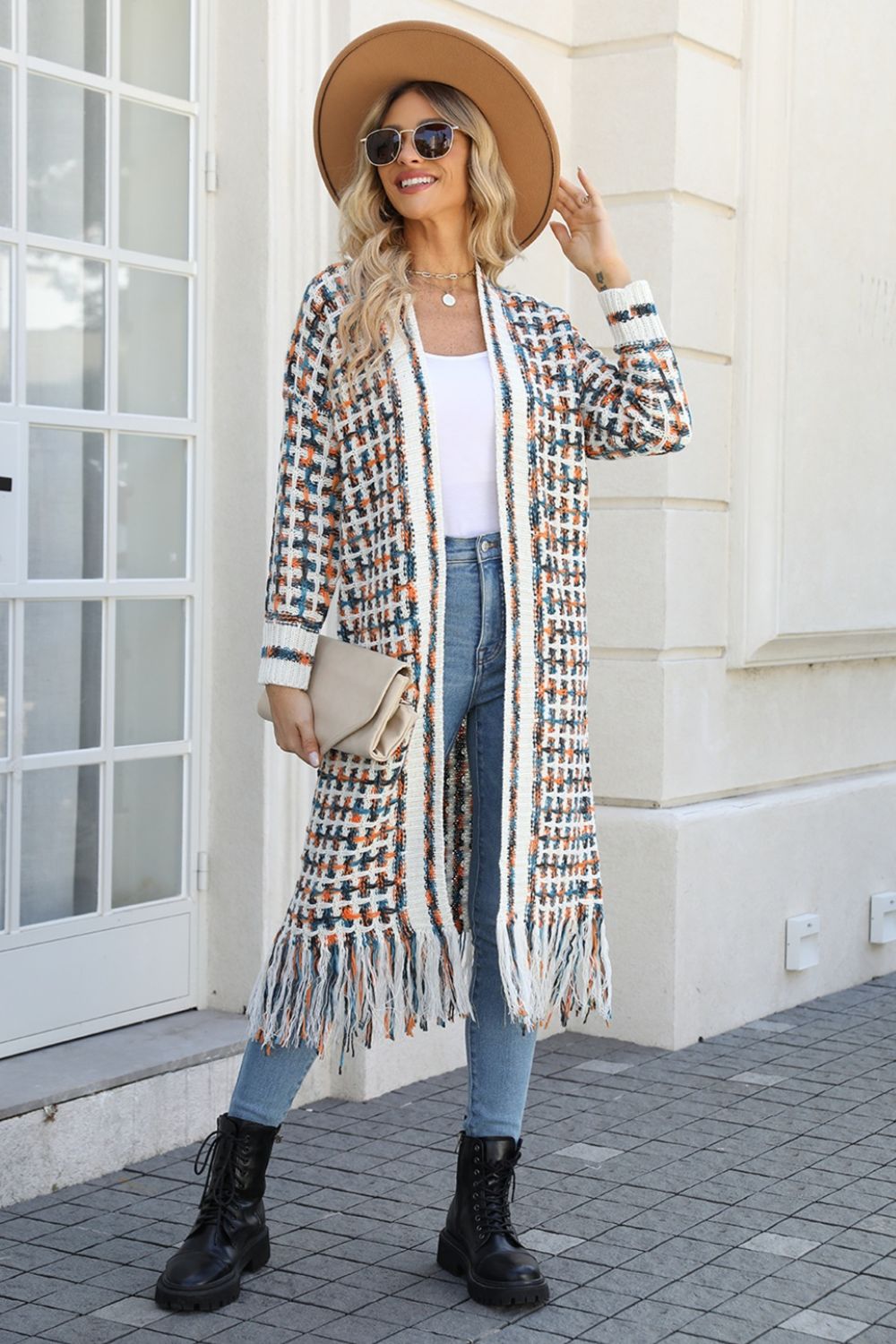 Angel Wings My Shaded Sunshine Multicolored Open Front Fringe Hem Cardigan