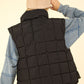 VERY J In Puffer Haven Zip Up Puffer Padded Warm Vest in Black