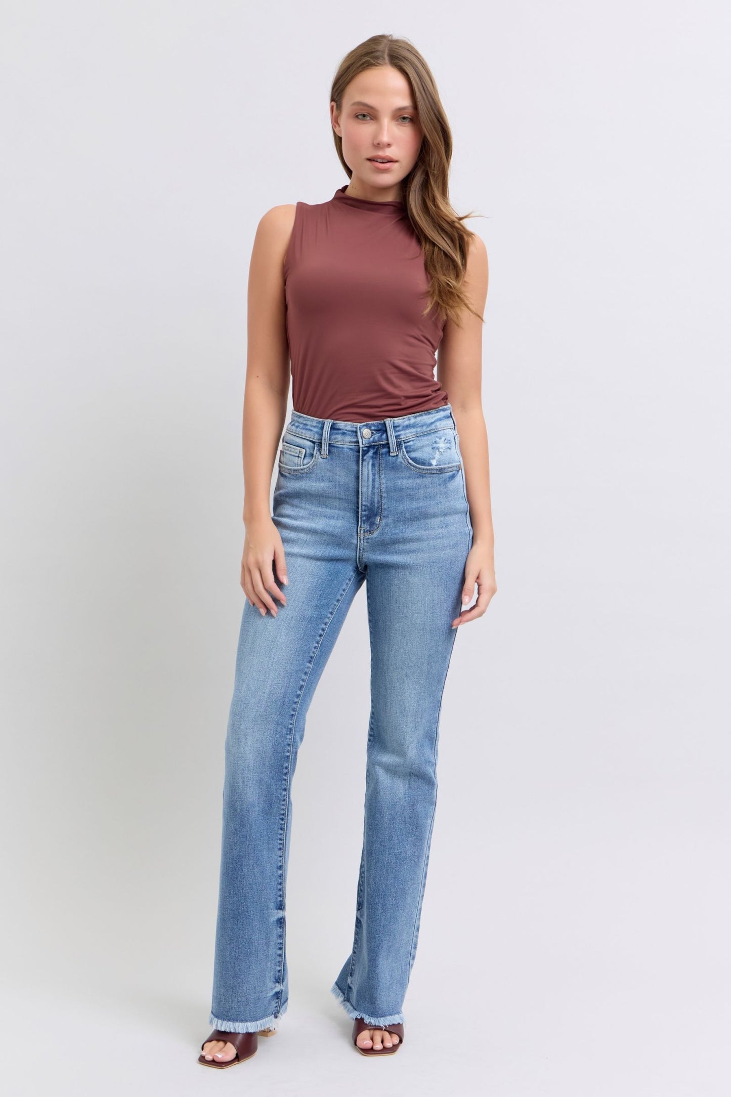 Judy Blue Tiffany Raw Hem High Rise Bootcut Jeans