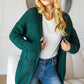 Haptics Crisp Days Stripe Textured Open Front Cardigan with Pockets in Hunter Green