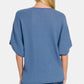 Zenana Make Your Move V-Neck Short Sleeve Dolman Sweater in Dusty Blue