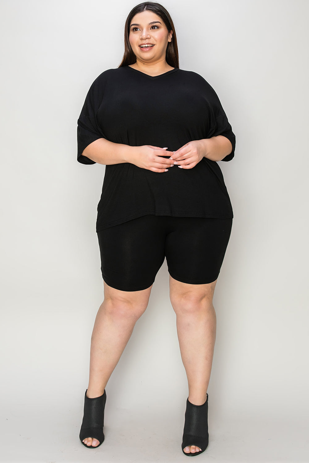 Basic Bae Slay The Day Bamboo V-Neck T-Shirt and Shorts Set